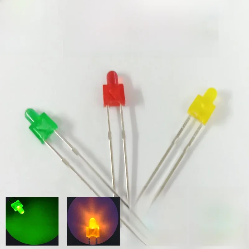 30 szt. 2MM dioda LED mieszany kolor czerwony zielony żółty niebieski biały — zdjęcie 2