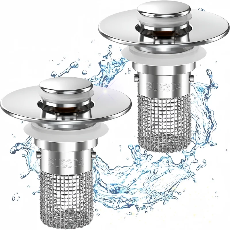 

Bathroom Sink Stopper Strainer, Pop-Up Bathroom Sink Drain Strainer Fit for Bathroom Sinks, Bathtubs Showers & Floor Drains