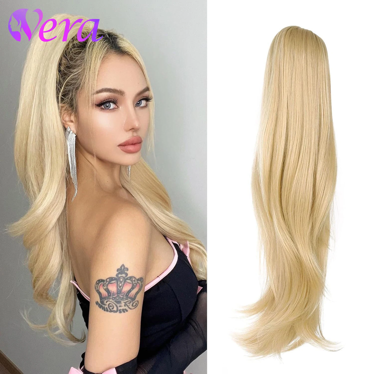 

Наращивание хвоста человеческие волосы 100 г # 613 Светлый хвост из человеческих волос Remy, длинный прямой хвост на шнурке, цельный шиньон