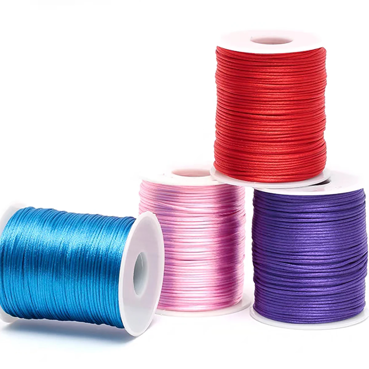 100m/Roll 2mm Nylon Line Cord Rat Tail Silk Forging Chinese Knot Thread Colorful Macrame Bracelet Braided Rope Jewelry Thread