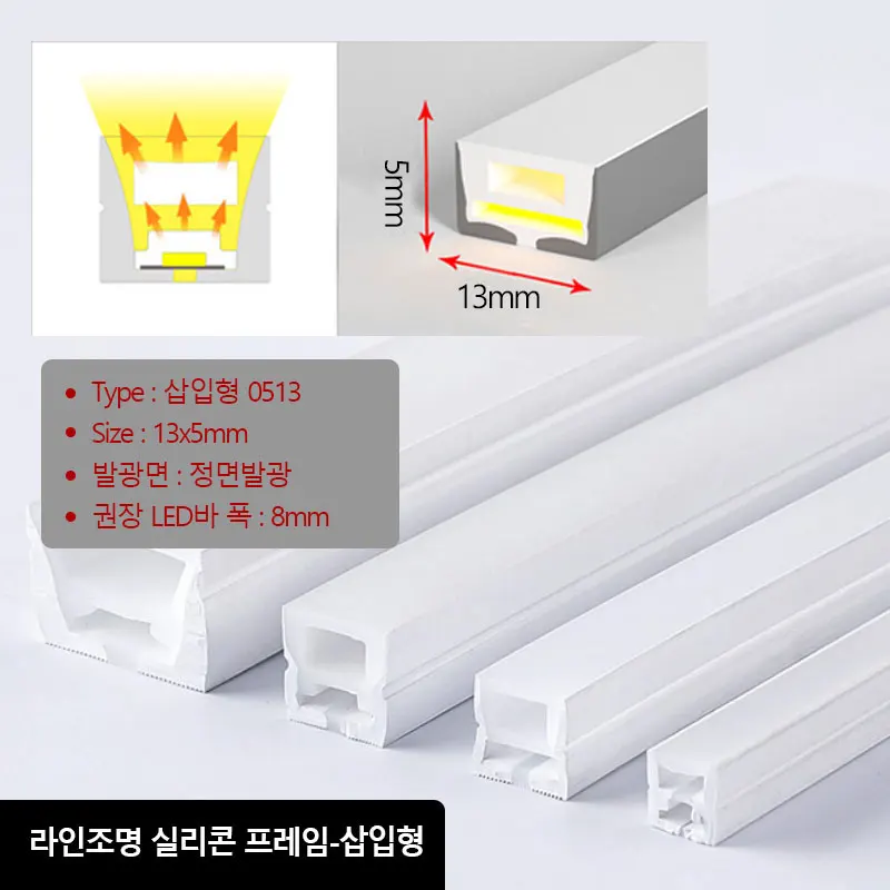 

LED Bar Flexible Silicone Tube Frame Insertion Q-0513 front light emitting line lighting silicone heat Sinner