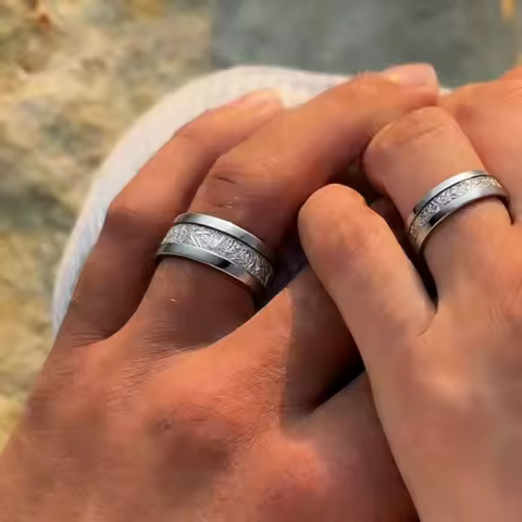Matching Promise Rings for Couples - Personalized Engraved Gift Idea, Unique Couple Ring, Custom Engraved Matching Wedding Band