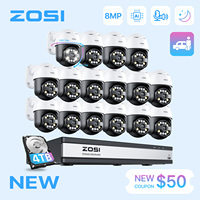 ZOSI 4K 16CH PoE Security IP Cameras System AI Face/Person/Vehicle Detect 5MP 8MP Outdoor Auto Track PTZ CCTV Surveillance Cam