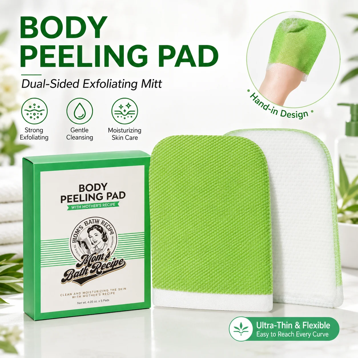MOM'S BATH RECIPE Body Peeling Original Pad (For Dry & Lacking Radiance Skin)