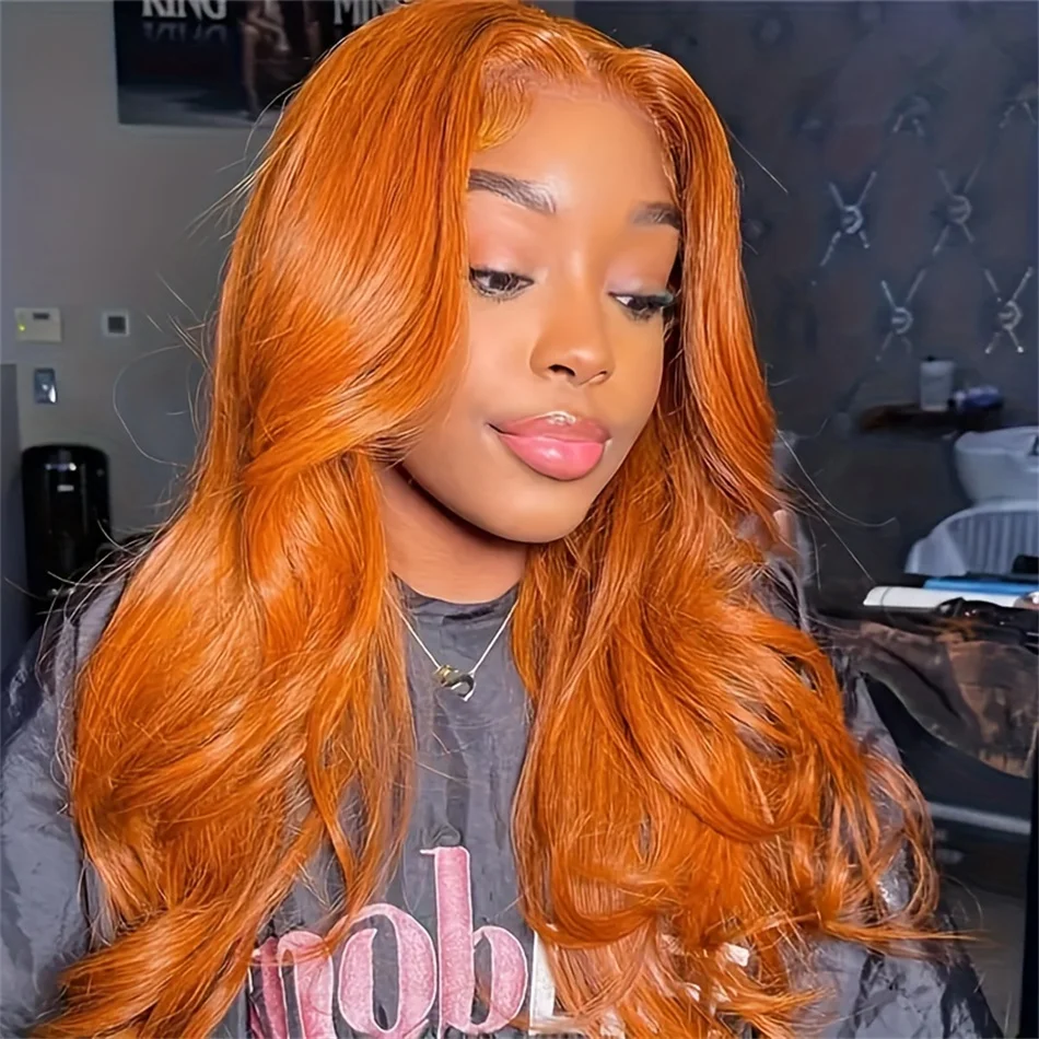 

200 Density Colored Orange Ginger Lace Front Wigs Human Hair Body Wave 13x6 Hd Lace Frontal Wig Loose Wave 13x4 Lace Front Wigs