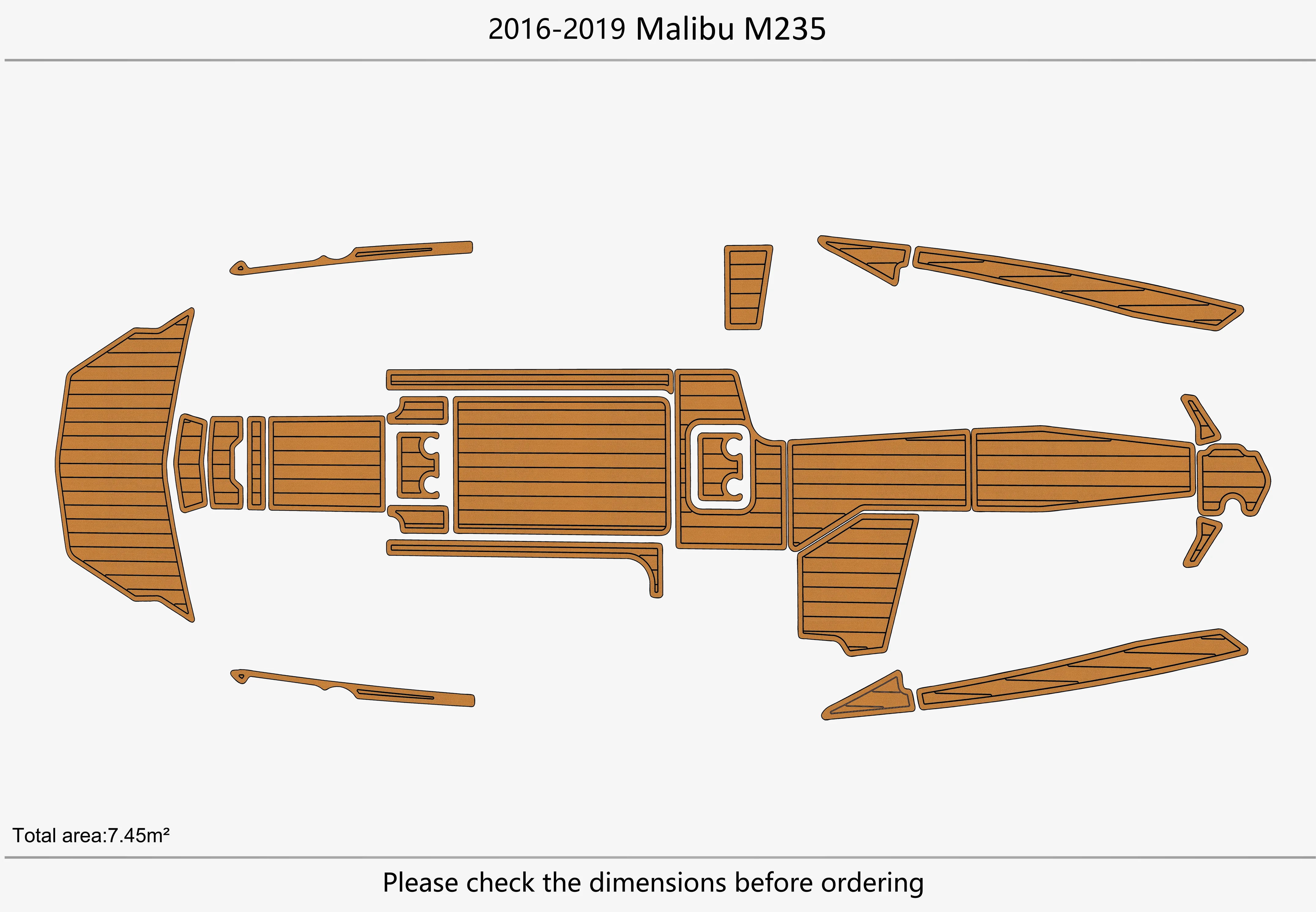 Eva foam Fuax teak seadek marine floor For 2016-2019 Malibu M235 Cockpit Swim platform bow 1/4