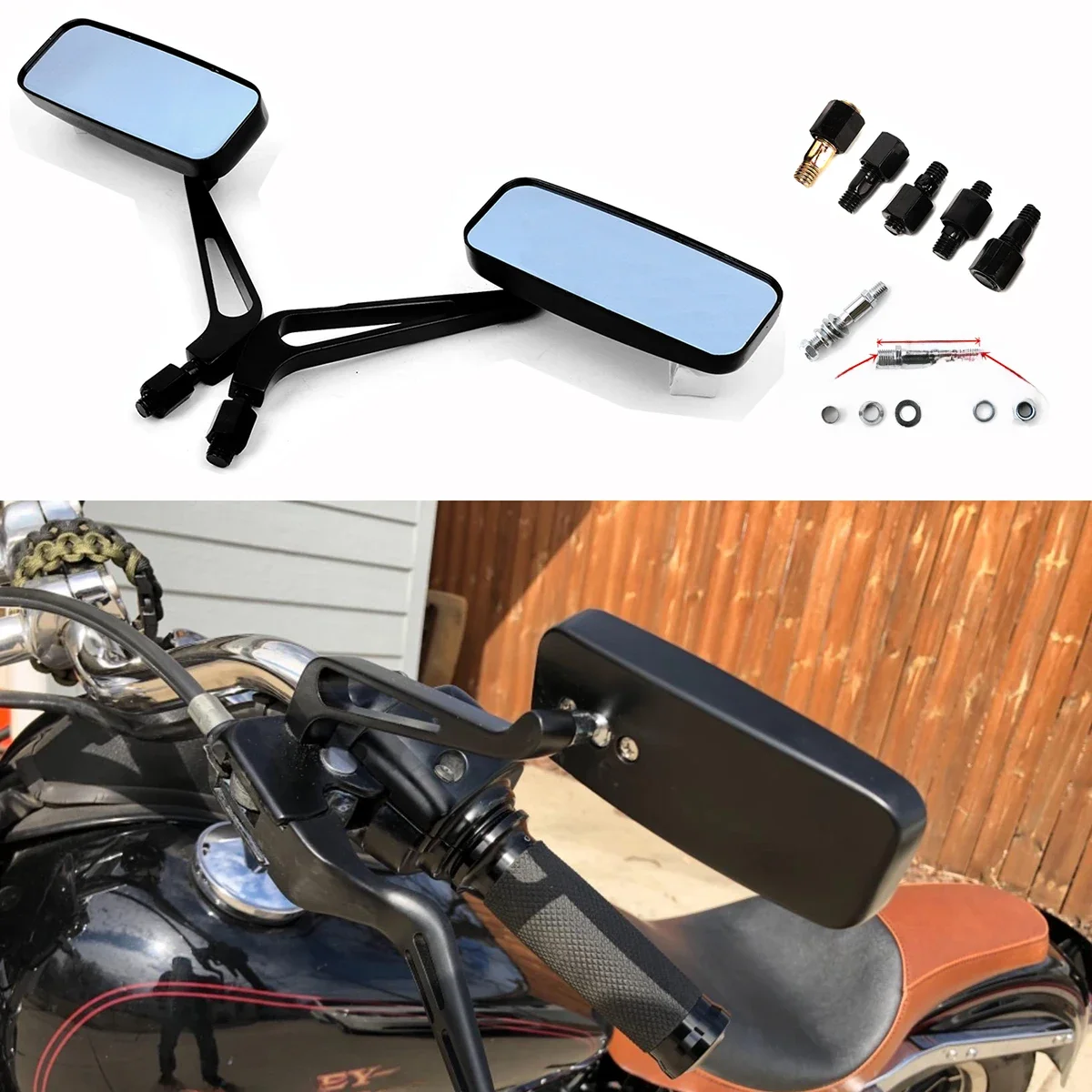 AliExpress NONE Universal 8mm 10mm Motorcycle Rear view Side Mirrors for Harley Honda Yamaha Kawasaki Street Sports Bike Chopper Cruiser