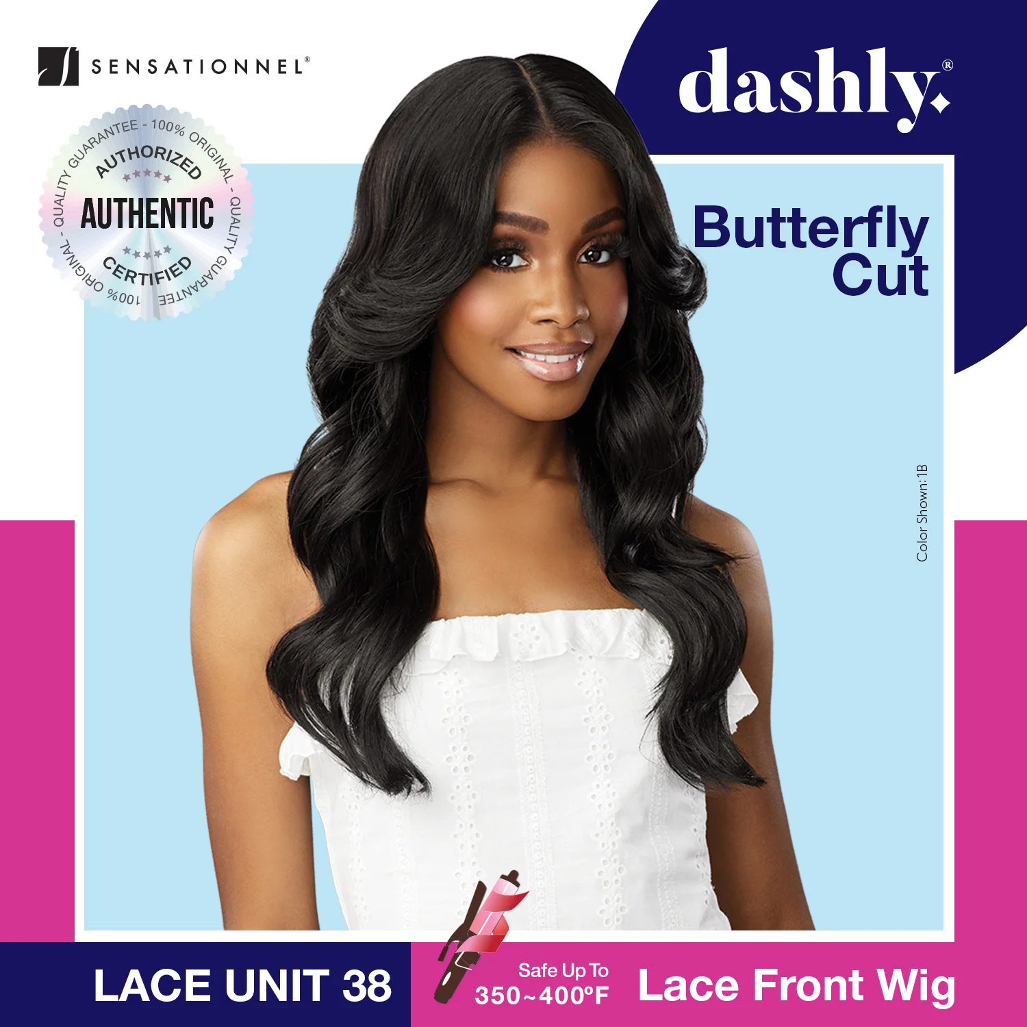 Sensationnel Dashly Butterfly Cut HD Lace Front Wig Lace Unit 38 - Long, Natural Waves, Easy to Style, Flattering Look