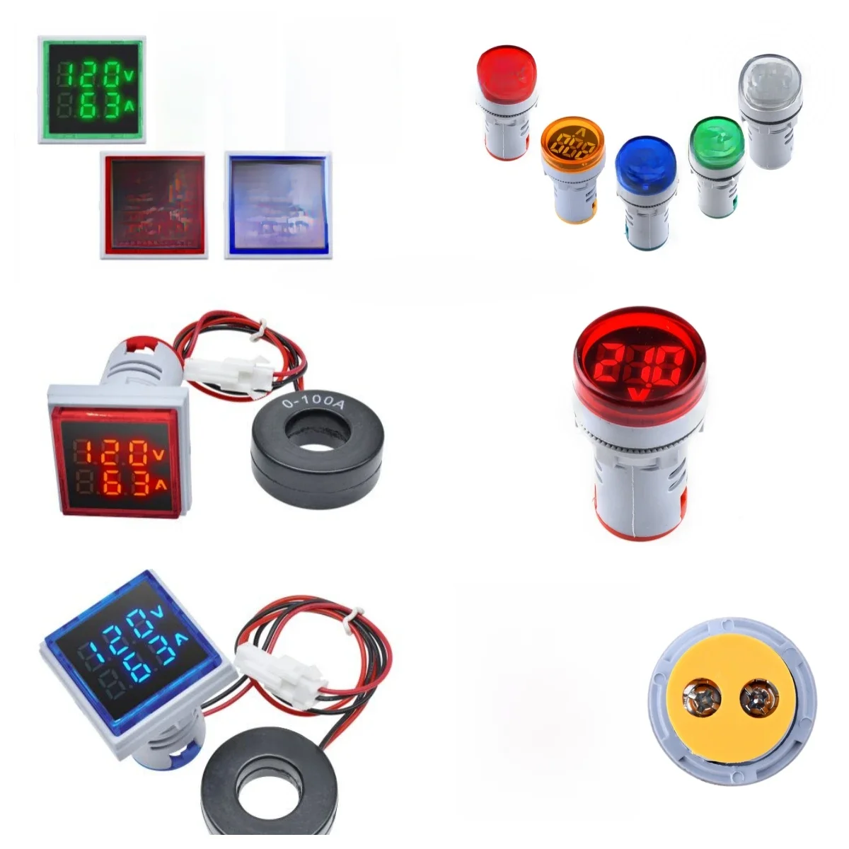 AC 0-100A 60-500V DC 6-100V kwadratowy/okrągły LED woltomierz cyfrowy amperomierz miernik napięcia prądu Volt Amp Tester detektor — zdjęcie 2