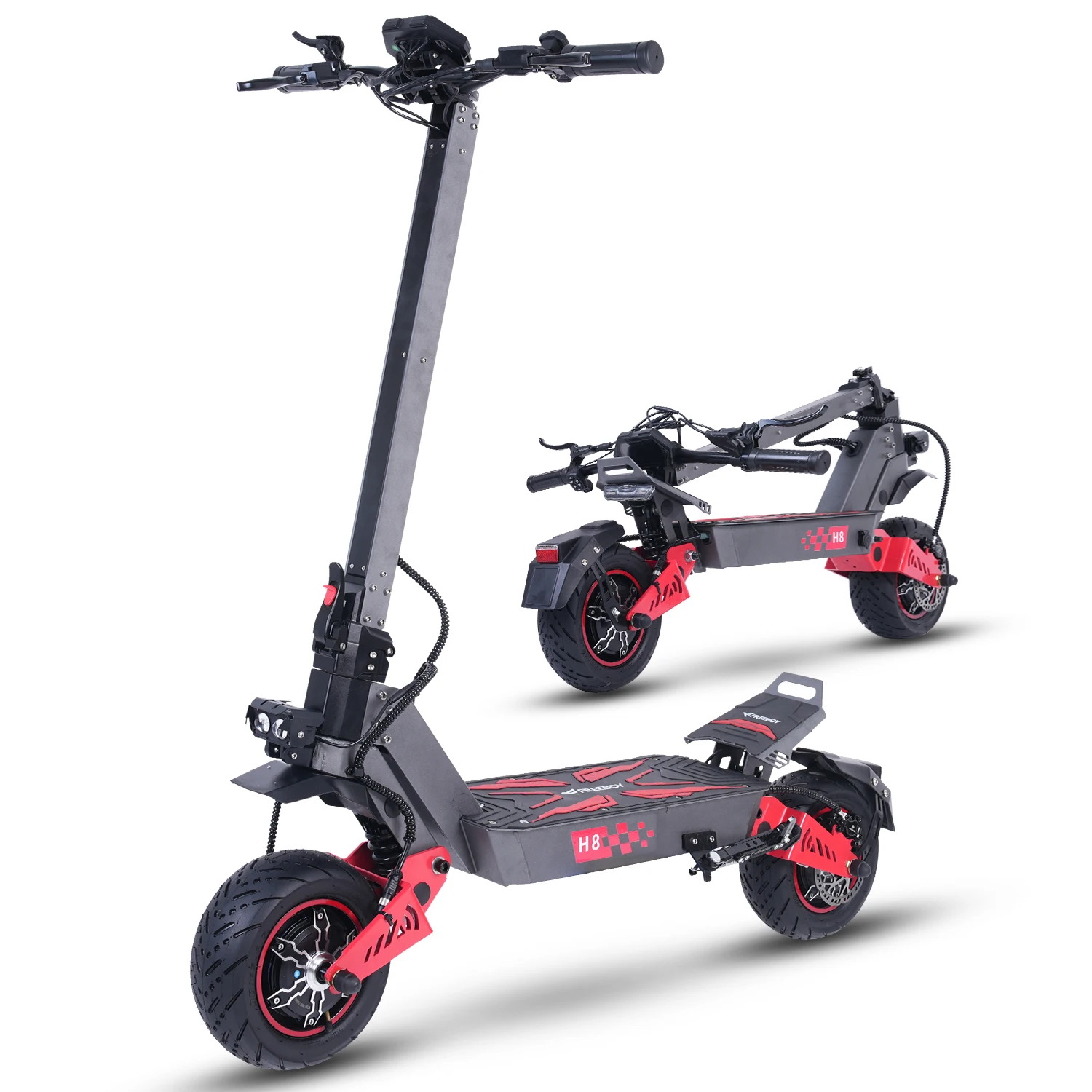 

H8 6000W Dual Motor Electric Scooter for Adults 60V 30Ah Battery 50 Mph Max Speed 55Miles 11''All-Terrain Off-Road Tire Escooter