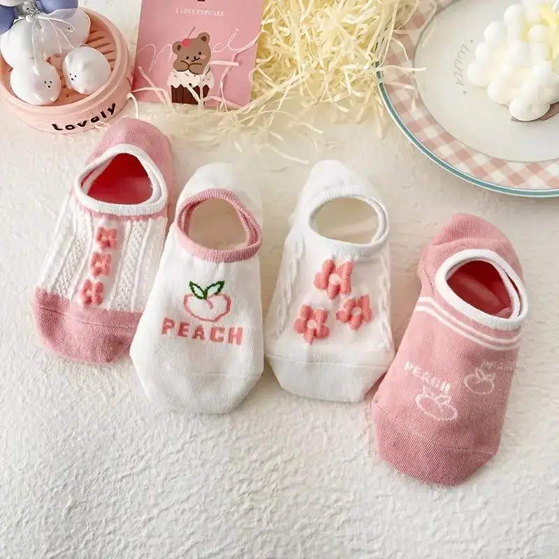 

15 Pairs of Comfortable and Breathable Pink Sports Socks, Versatile Peach Boat Socks, Essential for Autumn and Winter Wear