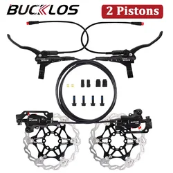 BUCKLOS Electric Bike Hydraulic Disc Brake Set 160mm Rotors 2 Pistons 1100/1800mm Disc Brake for E-Bike Scooter Mtb Folding Bike