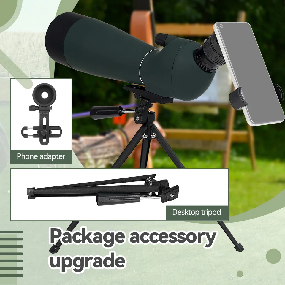 SVBONY SV28 PLUS Telescope 20-60X80 Spotting Scope Monoculars with tripod and phone adapter for shooting camping equipment