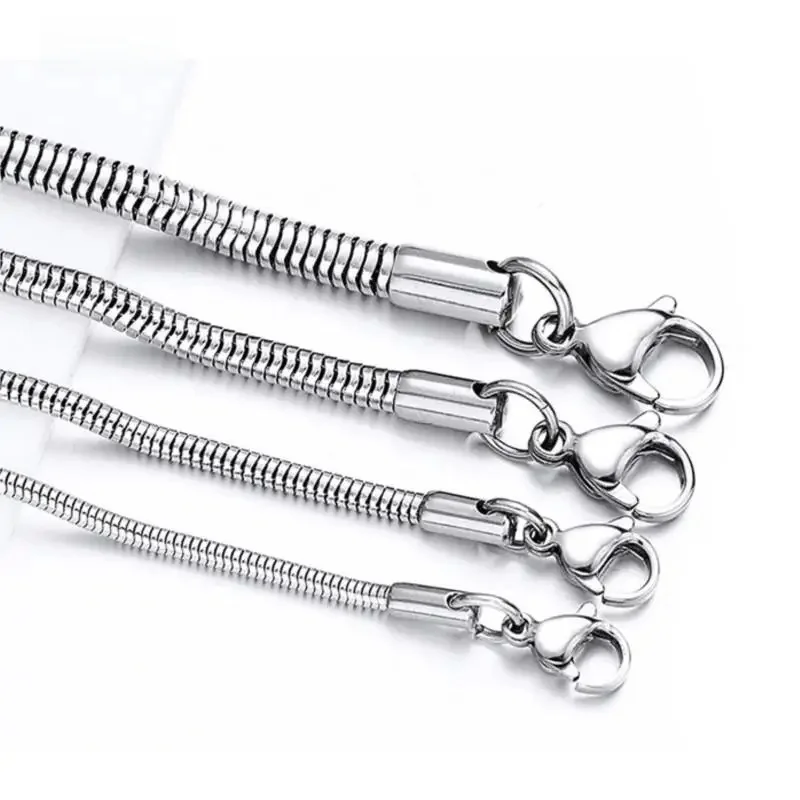 Collier Rond Étanche en Acier Inoxydable et Argent de 1/1, 5/2, 4/4mm, Accessoire de Bijoux de Haute Qualité pour Homme et Femme