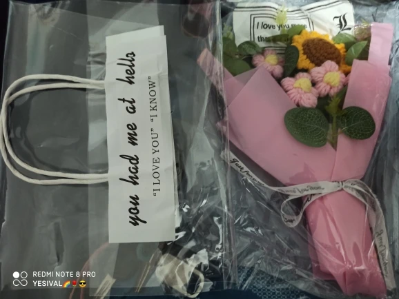 Artificial Flower Crochet Bouquet Handmade Anniversary Sunflower Daisy Bouquet Mothers Day Birthday Gift Eternal Flower photo review