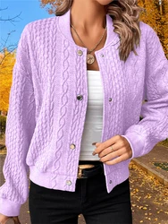 Stijlvolle Single Breasted Cardigan Dames Honkbaljack Modieus Gebreid Slank Jasje Met Lange Mouwen Herfst Effen Kleur Jassen