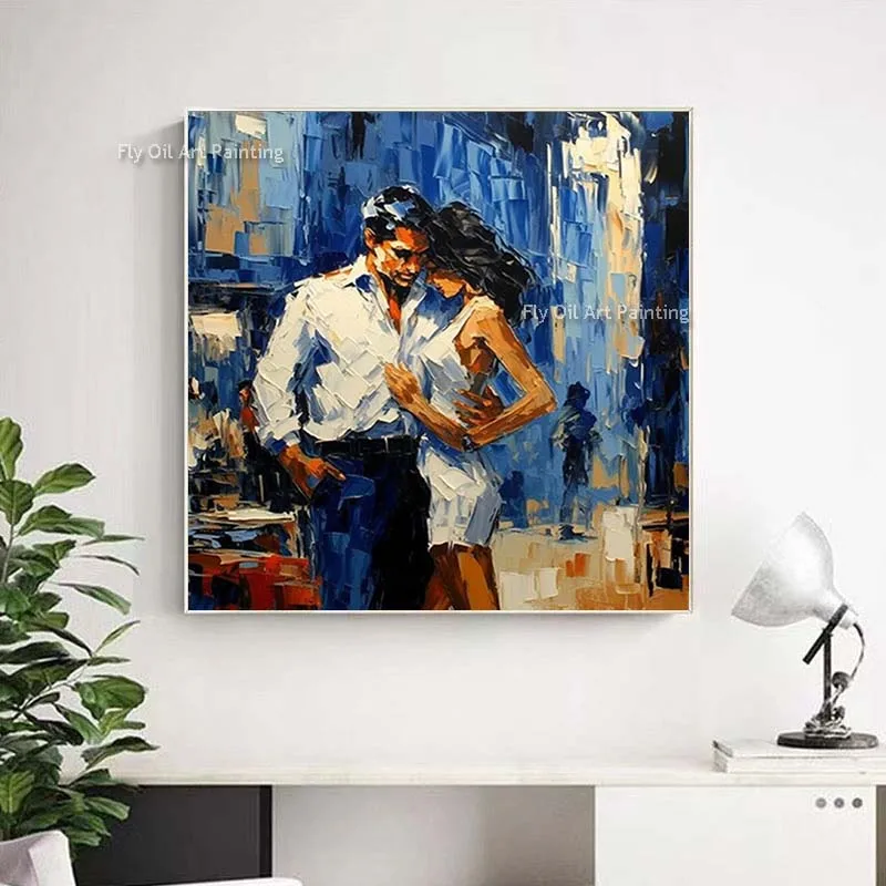 Portrait Couple Lovers Oil Painting On Canvas Handmade Lovers Figure Artwork Canvas Painting For Home Decor Unframed As Gift