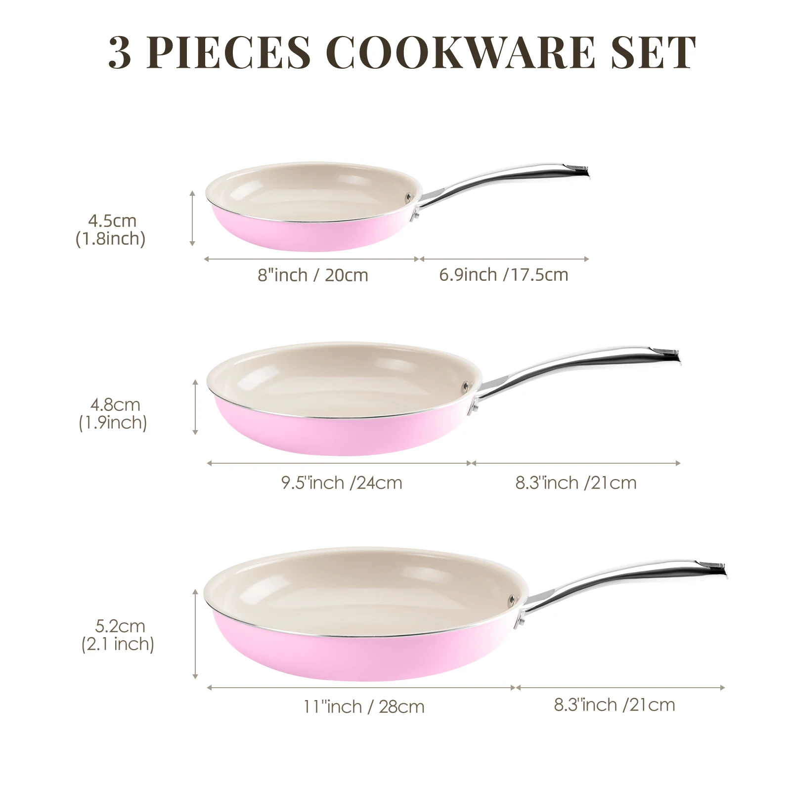 3PCS, KIKCOIN Frying Pan, Premium Non-stick Pan - Durable, Versatile Cooking Essentials, Kitchen Must-have. Suitable For Inducti