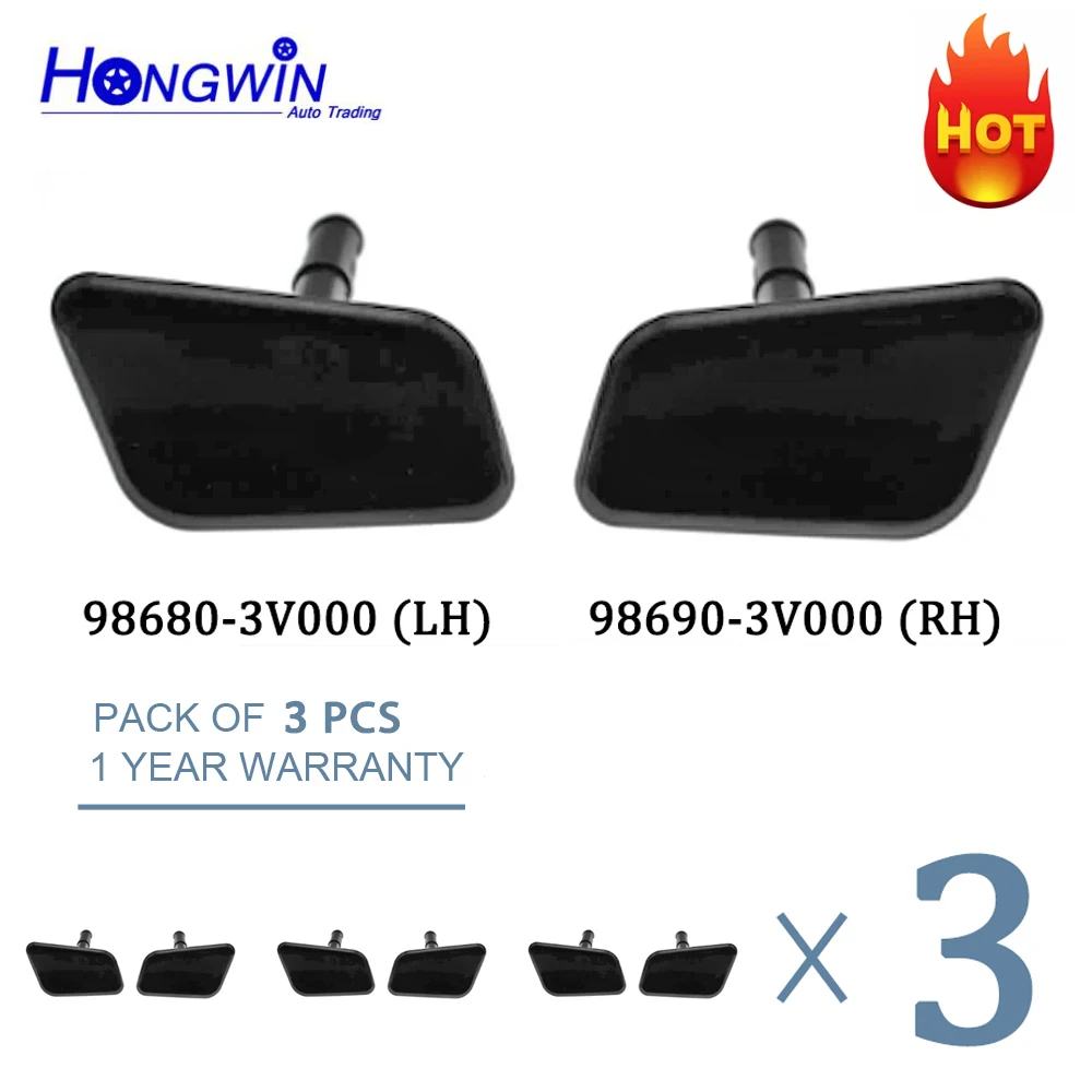 3 SET Headlamp Headlight Washer Spray Nozzle Cover Cap For Hyundai Azera Grandeur HG 2011 2012 2013 2014 2015 98680-3V000