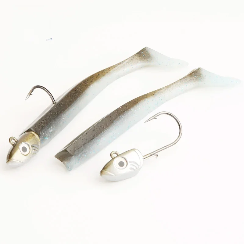 Leurre à queue de pêche à la traîne Shad avec tête plombée, appâts souples pour brochet, bar, lançon, anguille, matériel de pêche en bateau, 10cm, 15g