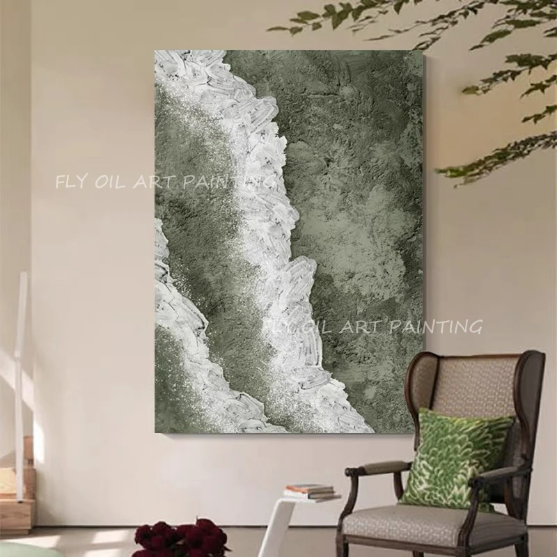 

Large Size 100% Handpainted Ocean Abstract green canavs high quality landscape picture Oil Painting Porch Aisle For Living Room