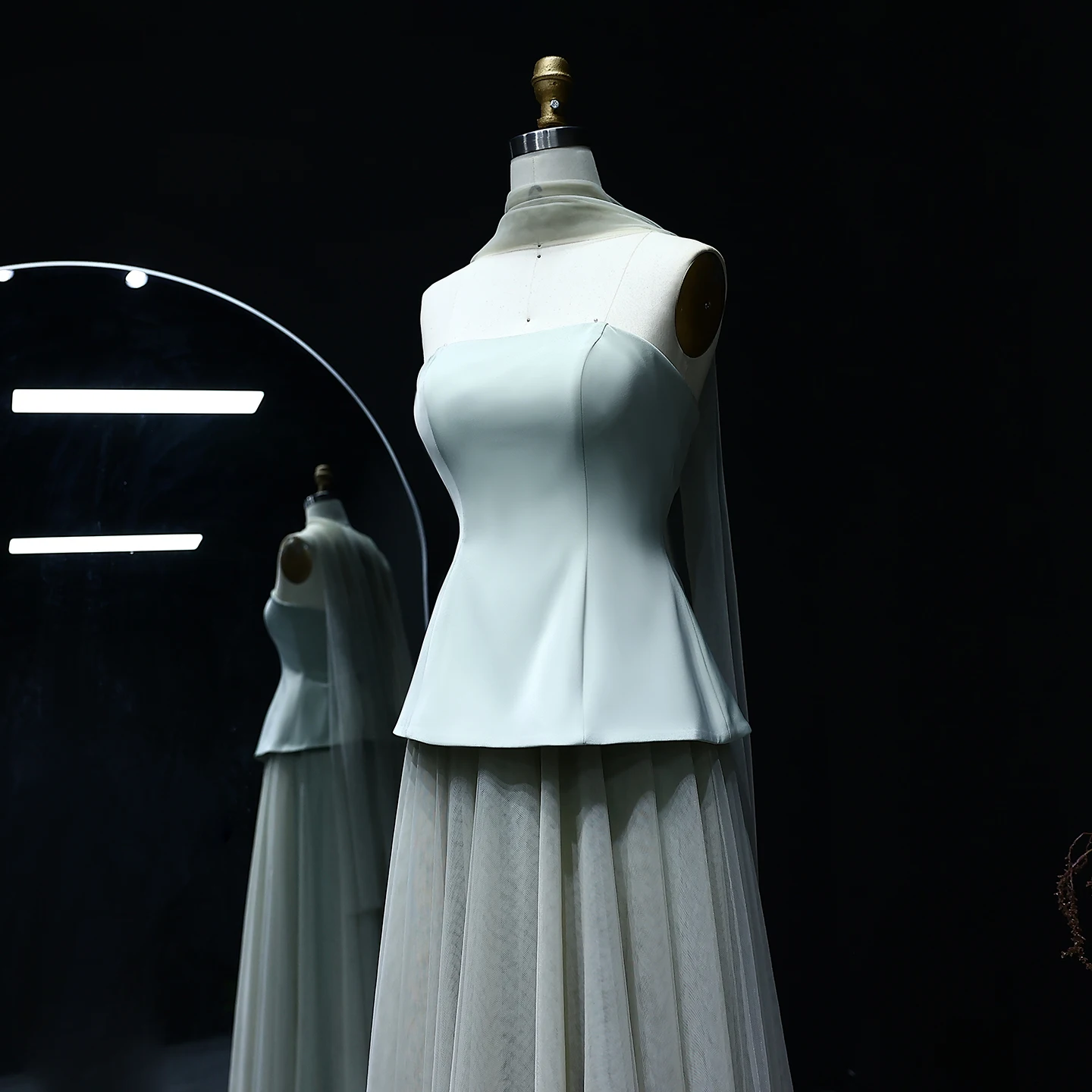 샤론 사이드 우아한 두바이 이브닝 원피스, 스트랩리스 스카프, 여성용 아랍어 웨딩 원피스 가운, SF130 맞춤형 화이트