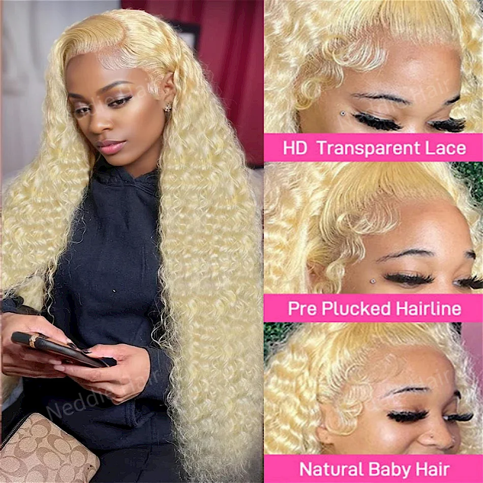 

13x4 Deep Wave 613 Honey Blonde Transparent Front Human Hair Wigs 13x6 Hd Lace Frontal Curly Wave Wig 40 Inch Choice For Women
