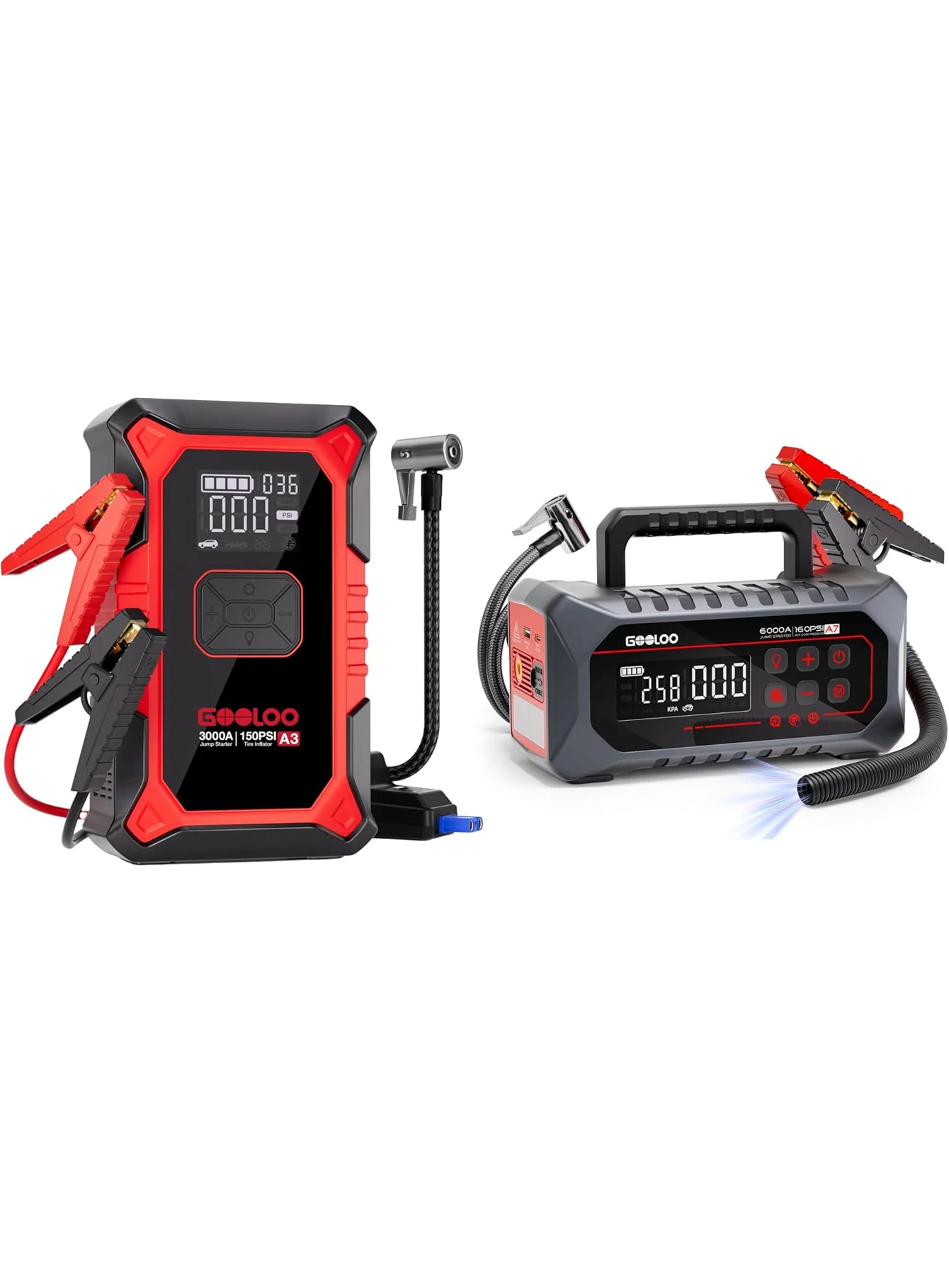 GOOLOO A3 Jump Starter with Air Compressor & GOOLOO A7 Jump Starter with Air Compressor