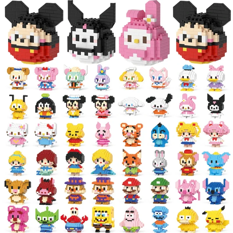 Cinnamoroll Cartoon Character Building Block para crianças, modelo montado, bonecas brinquedo,