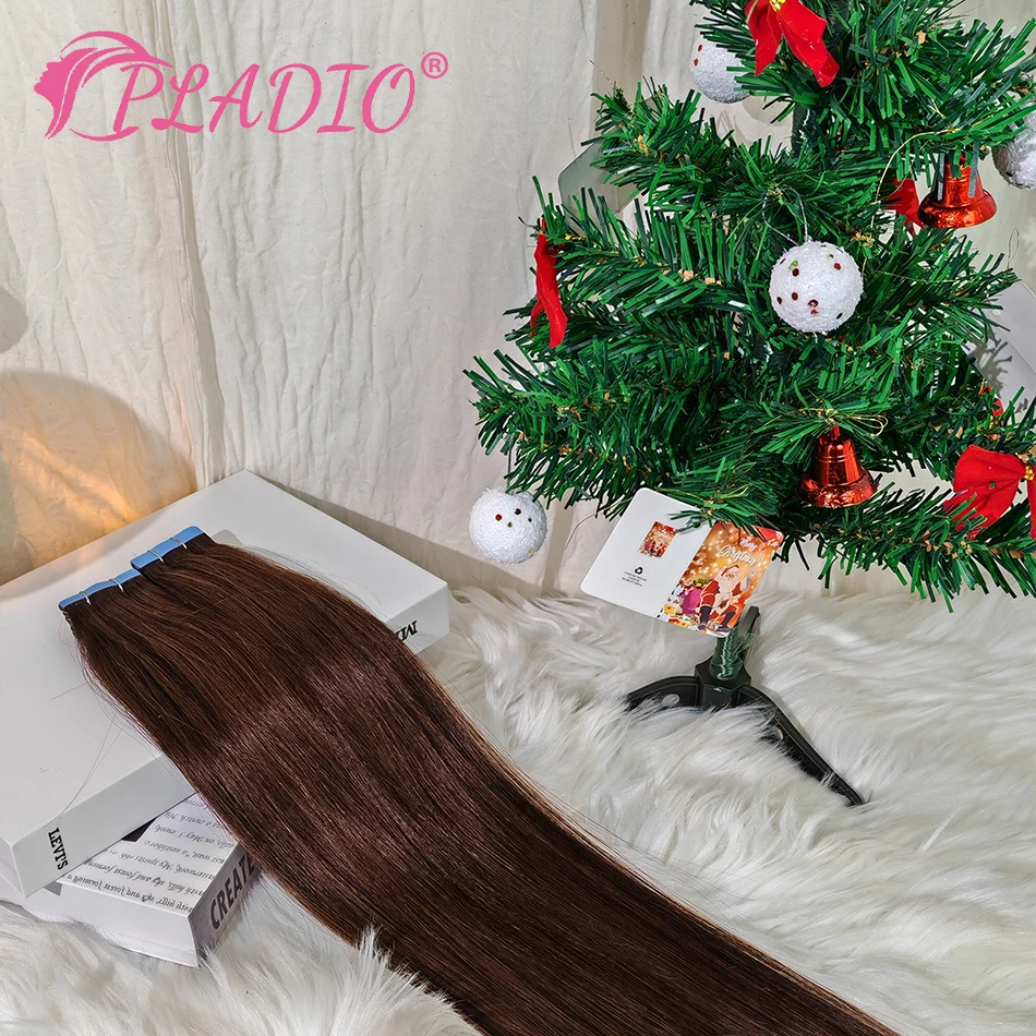 PLADIO Tape In Hair Extension Human Hair 100% Human Hair Natural Adhesives Tape In Hair Brazilian Straight Remy Hair