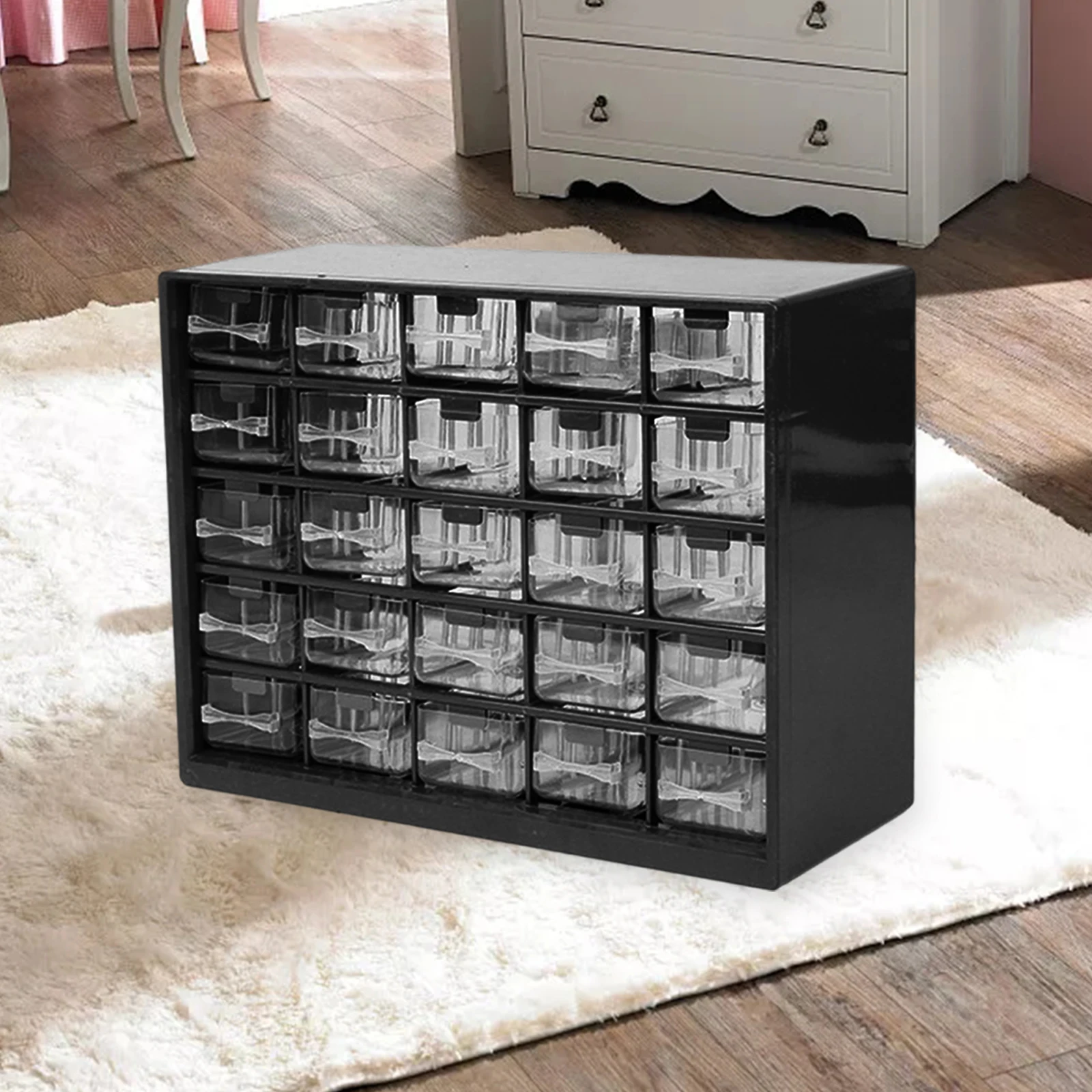 Plastic 25 Drawer Parts Hardware Tool Storage Box with Drawer Tool Storage Cabinet for Crafts Beads