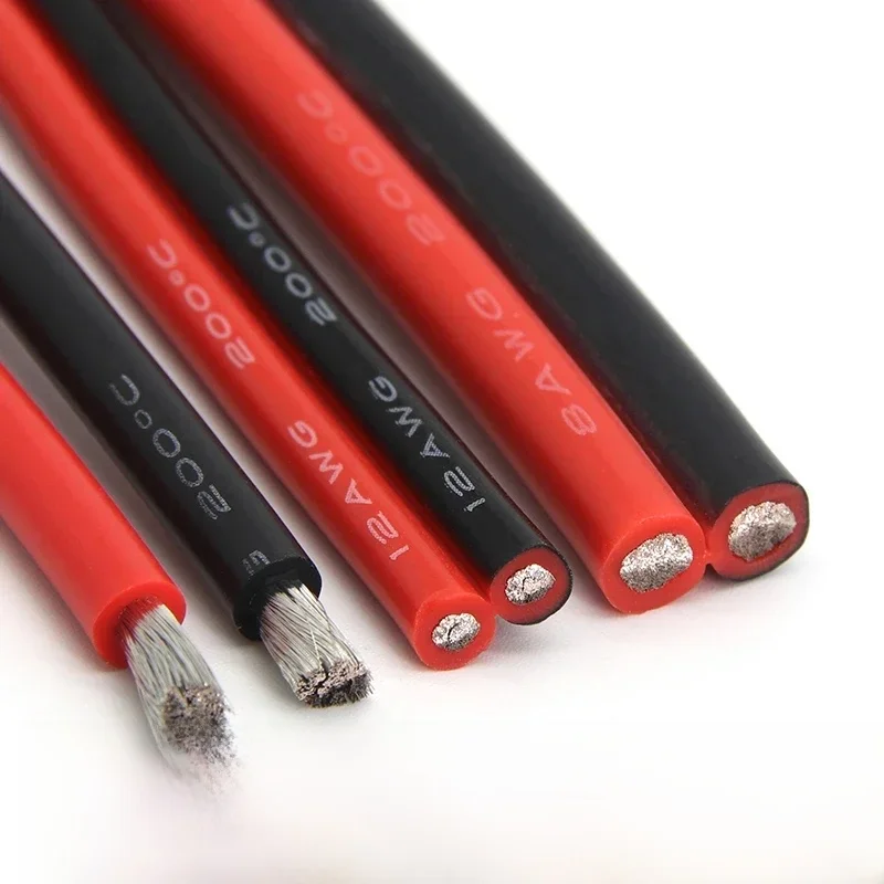 Câble Flexible en Silicone, 1/5/10m, 26 24 22 20 18 16 14 12 10 8 6 4 2AWG, batterie de voiture, ligne automobile, fil électrique résistant à la chaleur