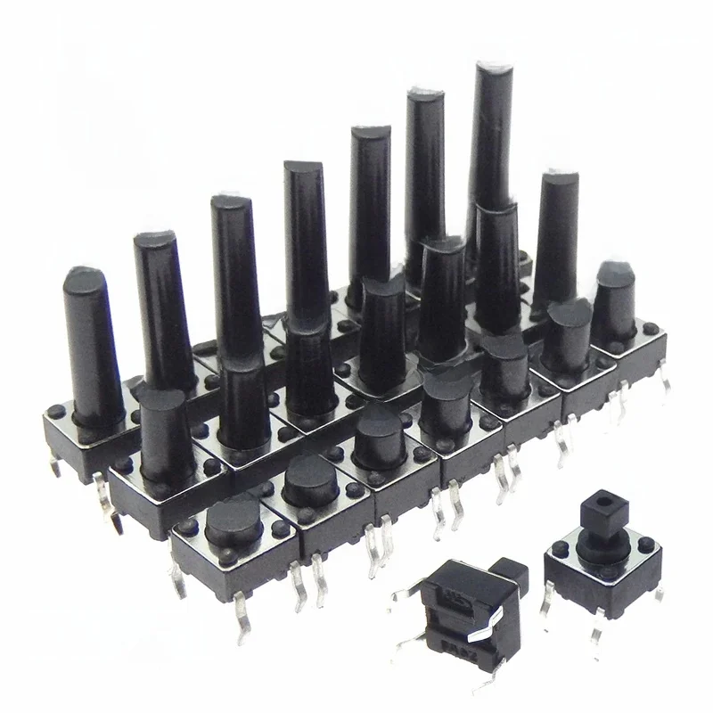 20/50 sztuk 6X6 6X6X5mm DIP 4Pin dotykowy mikro przełącznik wciskany 6*6*4.3/5/6/7/8/9/10/11/12/13MM mikro przycisk dotykowy przełączniki zasilania — zdjęcie 2