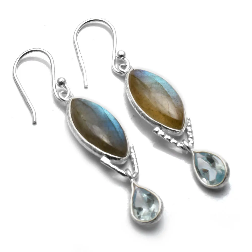 

Женские серьги с голубым топазом, серебряные, 42 мм, AE2872