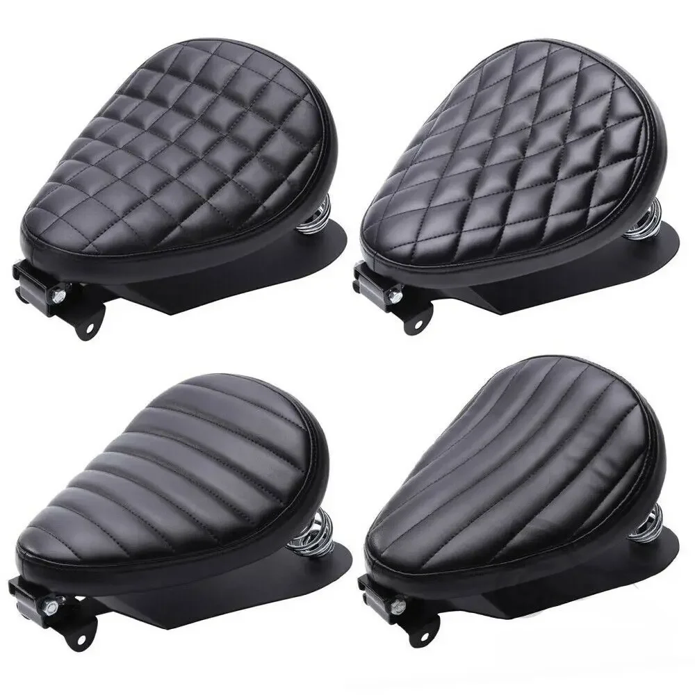 1 SET motorfiets retro lederen solozadel 3 "veerbeugel voor Harley Custom Chopper Sportster Bobber Honda Yamaha Kawasaki - afbeelding 2