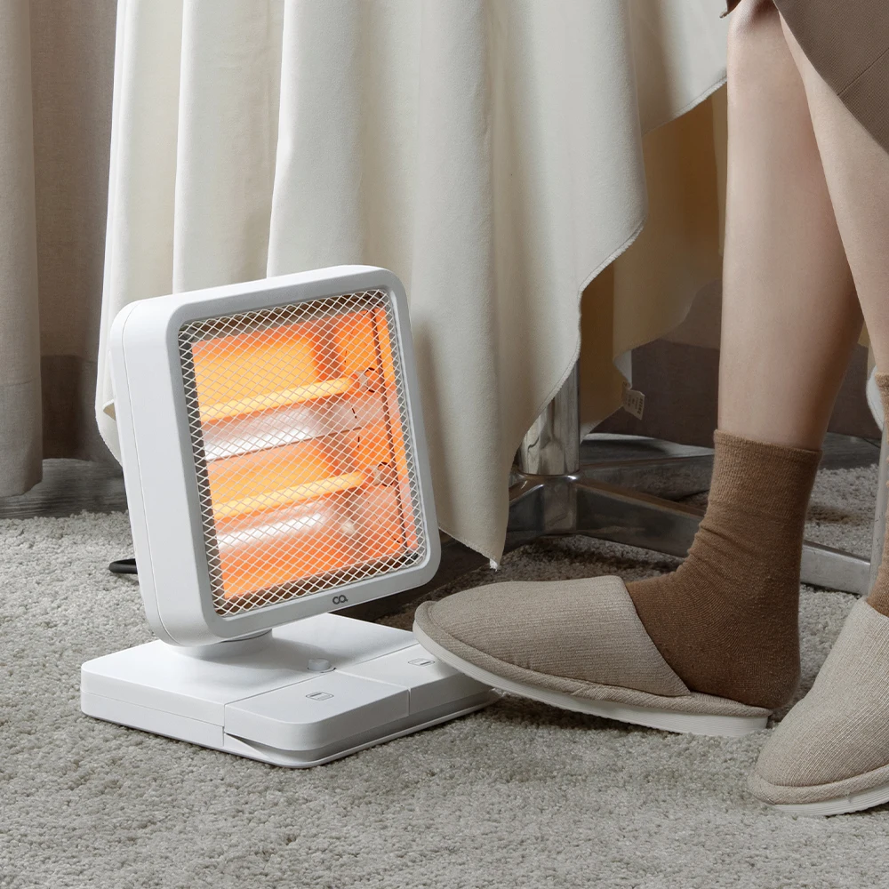 OA Square Mini Foot stove easy foot touch odorless smoke noise dual lamp office safety electric heater