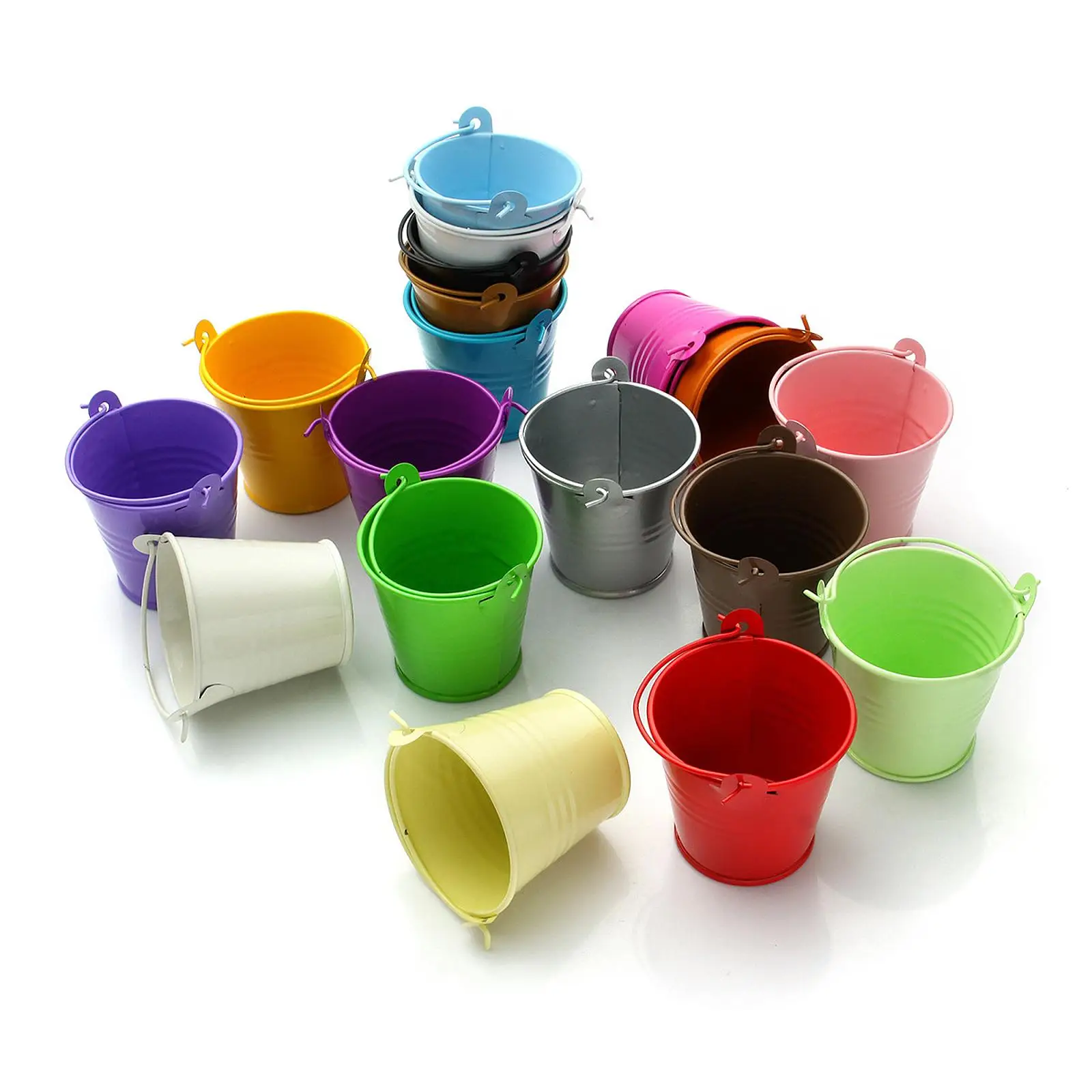 

5Pcs Metal Buckets Decorative Bucket Container Sturdy Rustic Portable Paint Candy Pail Galvanized Pot Ice Buckets for Home Decor