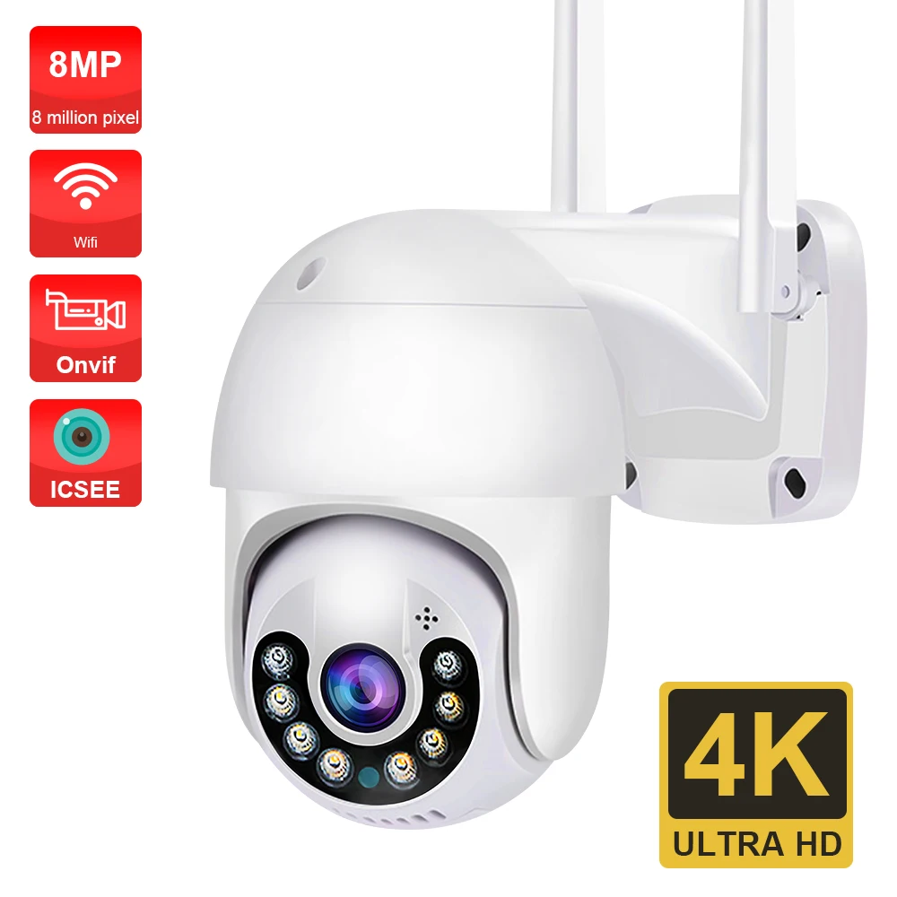 WiFi Camera Outdoor 8MP 4K Ip wifi Camera for home 5MP Surveillance Cameras Security External Wifi IP CCTV ICSEE Onvif