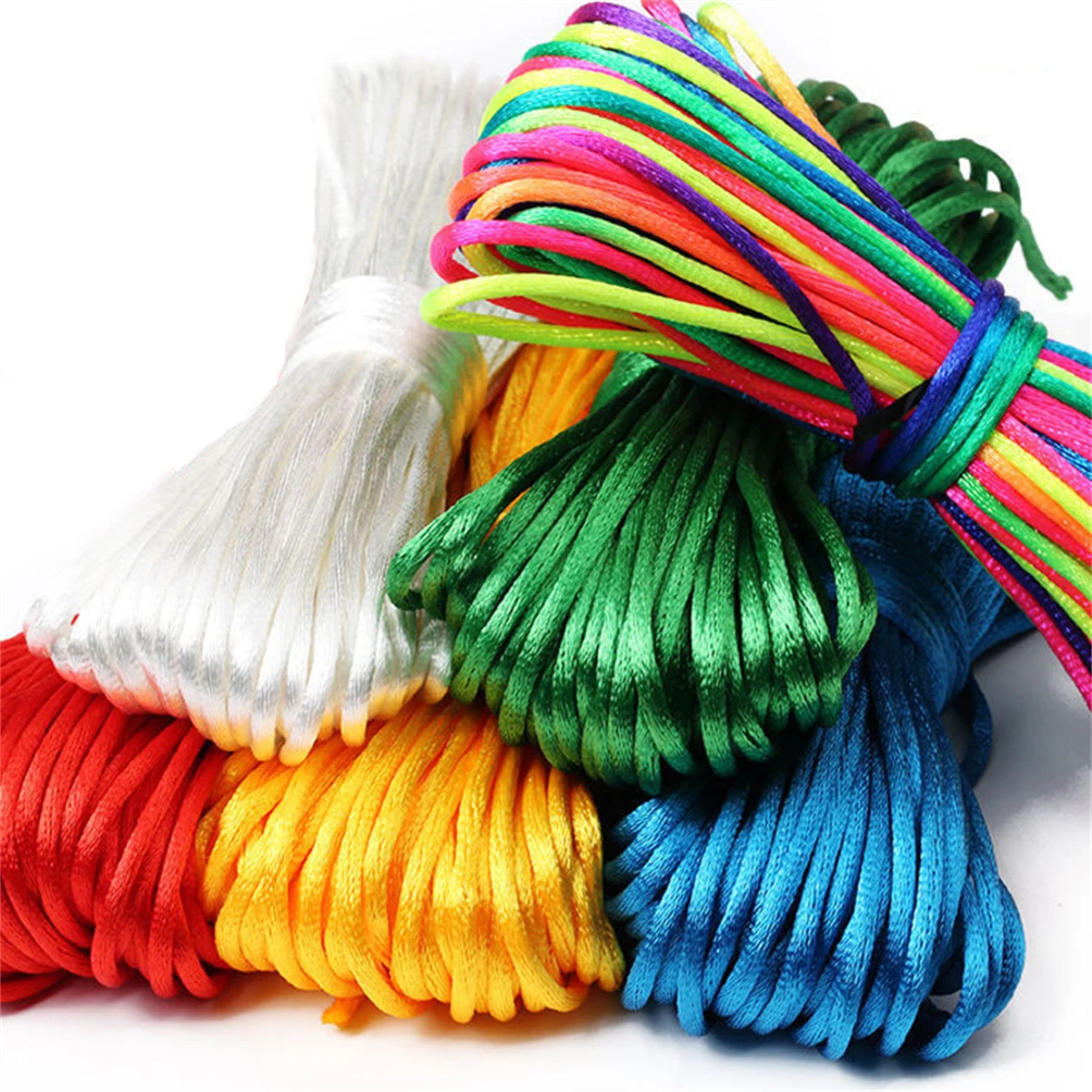 20M/Roll 1.5-2-2.5mm Chinese Knot Thread Rope Nylon Cord Braided Macrame Rattail Satin String For Jewelry Bracelet Beading Line