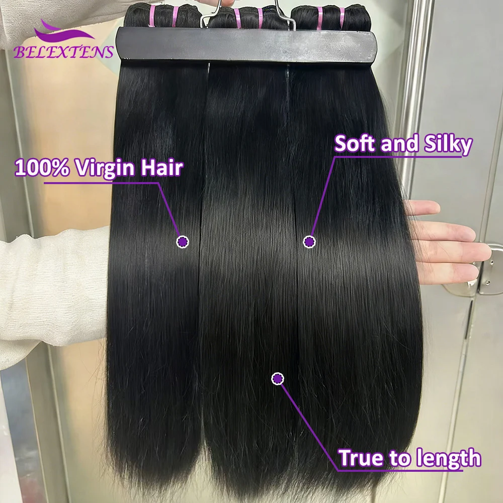 Super Double Drawn Echthaar-Bündel mit Verschluss 2x6/5x5/13x4/13x6 16A Virgin Hair Extensions Weave Echthaar 100% Natürlich – Detail 5