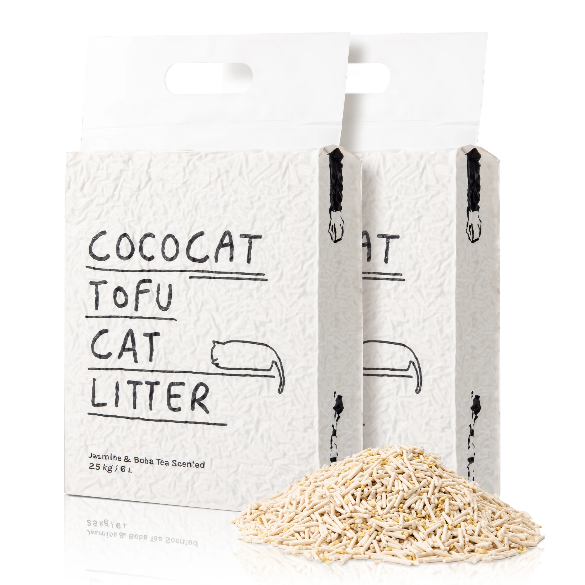 Cococat Plant-based Tofu Cat Litter - Biodegradable Clumping Litter, Dust-free and Easy Scooping, Flushable, Jasmi