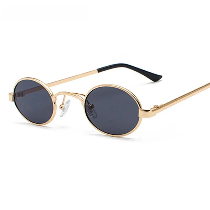 OEC CPO Klasyczne owalne okulary przeciwsłoneczne z małą ramką dla mężczyzn Metalowe punkowe okulary przeciwsłoneczne dla kobiet Retro Okrągłe okulary Steampunk UV400 — zdjęcie 2