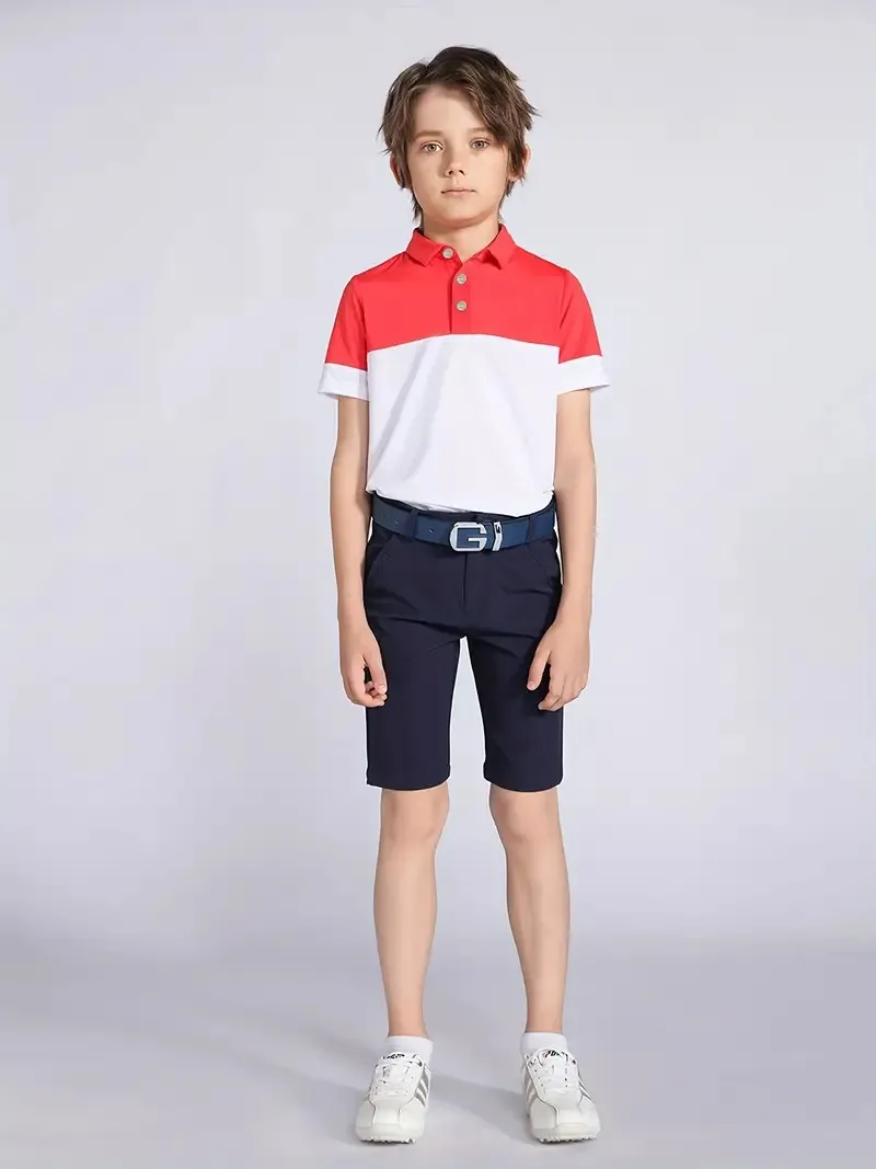 Summer Boys Golf Training Competition Team Jacket Children Tops Short Sleeve Clothes Kids Short-sleeved Shirts Men T Shirts Polo