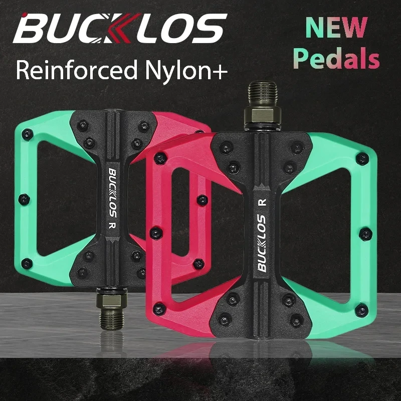 

BUCKLOS Nylon Bicycle Pedal Sealed Bearing Road Mountain Bike Pedal Waterproof Widen MTB Pedals Anti-slip Flat Pedals