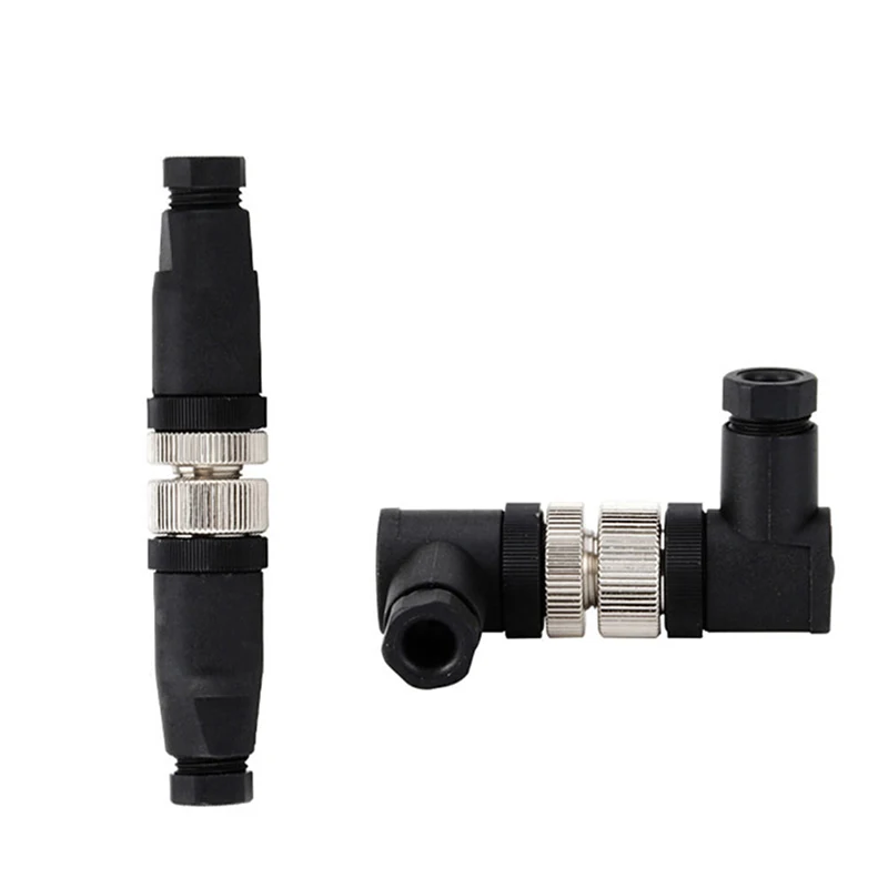 M12 Sensor Connector Waterproof Straight Angle Male Female Screw Threaded Plug Coupling 3 4 5 Pin