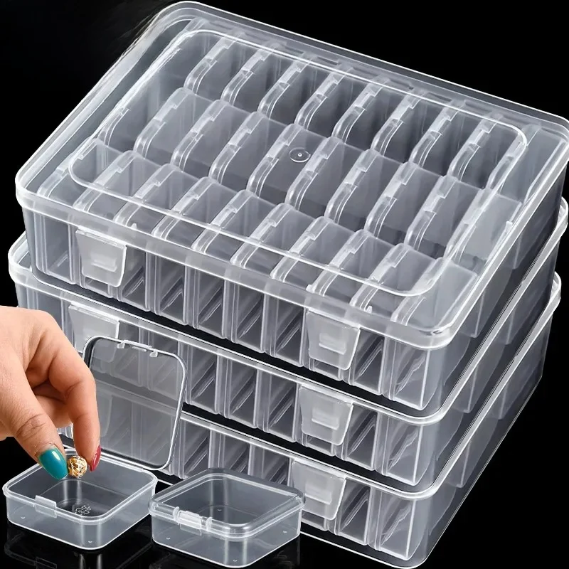 30/14x przezroczyste pudełka z kryształkami plastikowy organizer 5D akcesoria do paznokci pojemniki rzemiosło artystyczne koralik nasiona biżuteria do przechowywania na stole — zdjęcie 2