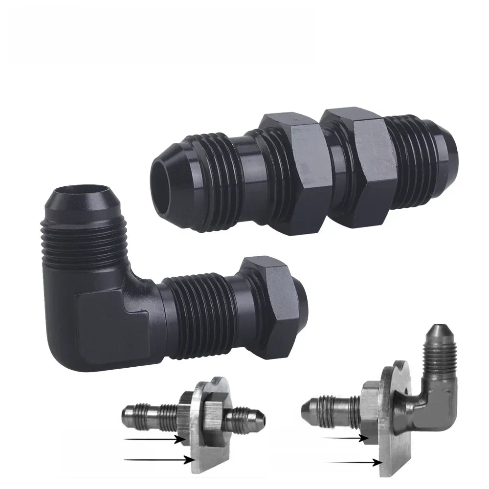 0 stopni 90 stopni AN6 AN8 AN10 Adapter złączki grodziowej 6AN 8AN 10AN Złączka do drutu Tab Rr Aluminium Czarny — zdjęcie 2