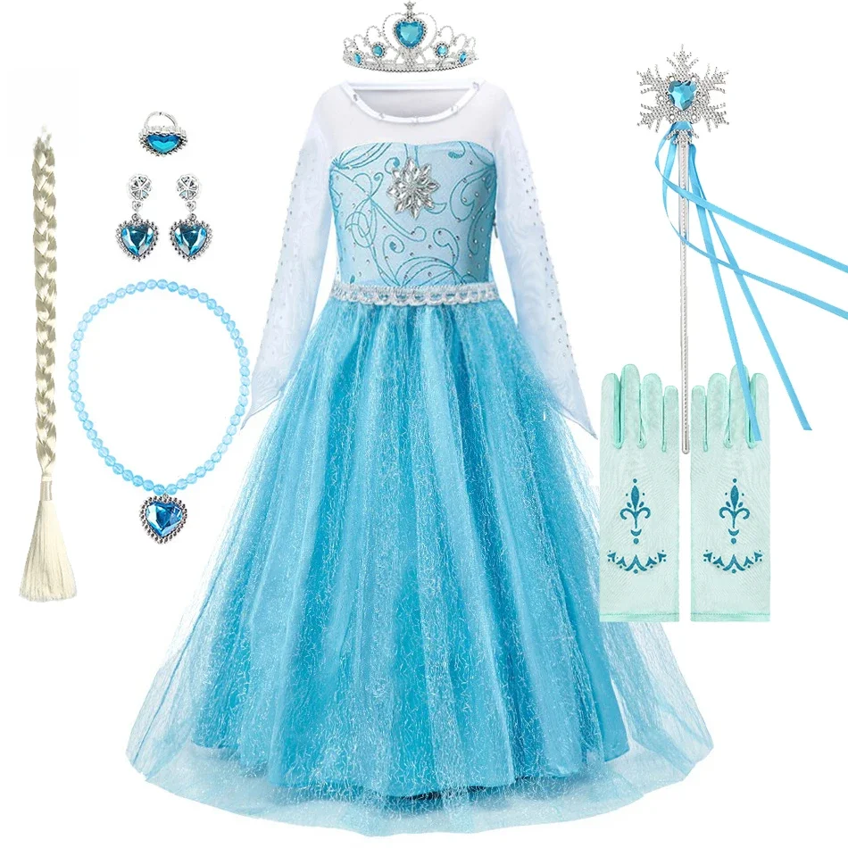 3 4 5 6 7 8 9 10 Jaar Kinderen Prinsessenjurk Kids Elsa Cosplay Dress Up Kleine Meisjes Zomer Kostuum Halloween Feestkleding - afbeelding 2