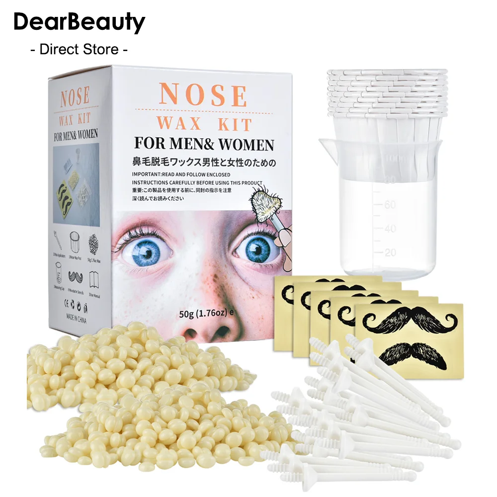 50g Portable Nose Wax Kit for Men and Women Nail Waxing Hair Removal Wax Kit Nail Wax Cleaning Wax Kit Nose Clipper Beauty Tools