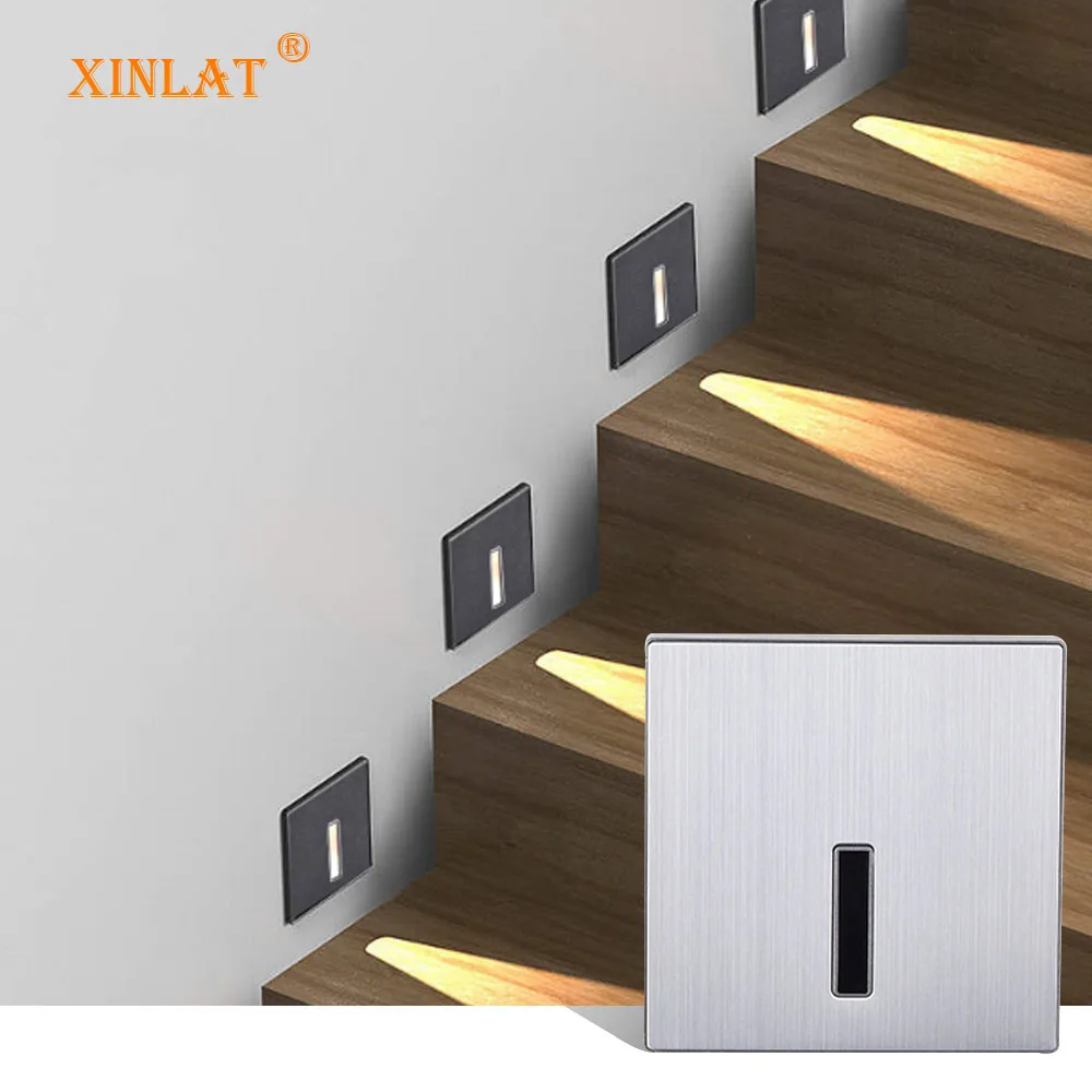 

Recessed Led Stair Light 85-265V Stainless Steel Wall Lamp Nightlights Footlights Corridor Hallway Living Room Bedroom Lighting